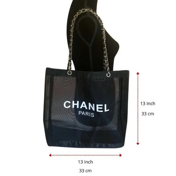 CC Black Mesh Tote with Pouch - Picture 3 of 8
